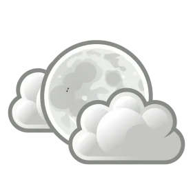 Serene Monochrome Moon and Fluffy Clouds Clipart Illustration Design