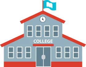 Simple Modern College Building Illustration Clipart Design