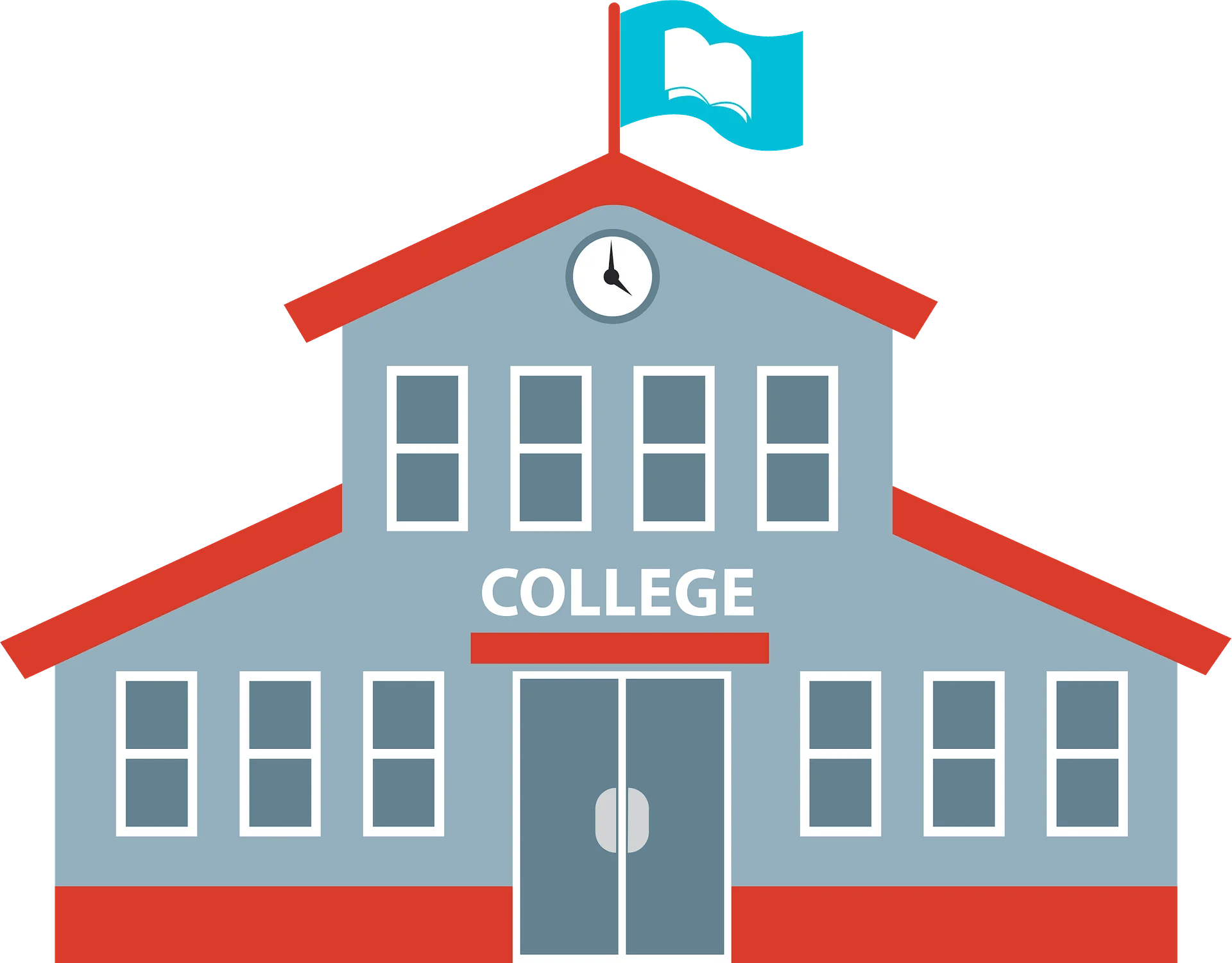 Simple Modern College Building Illustration Clipart Design