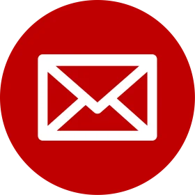 Sleek Red Circular Email Icon Clipart with Minimalist Envelope Design