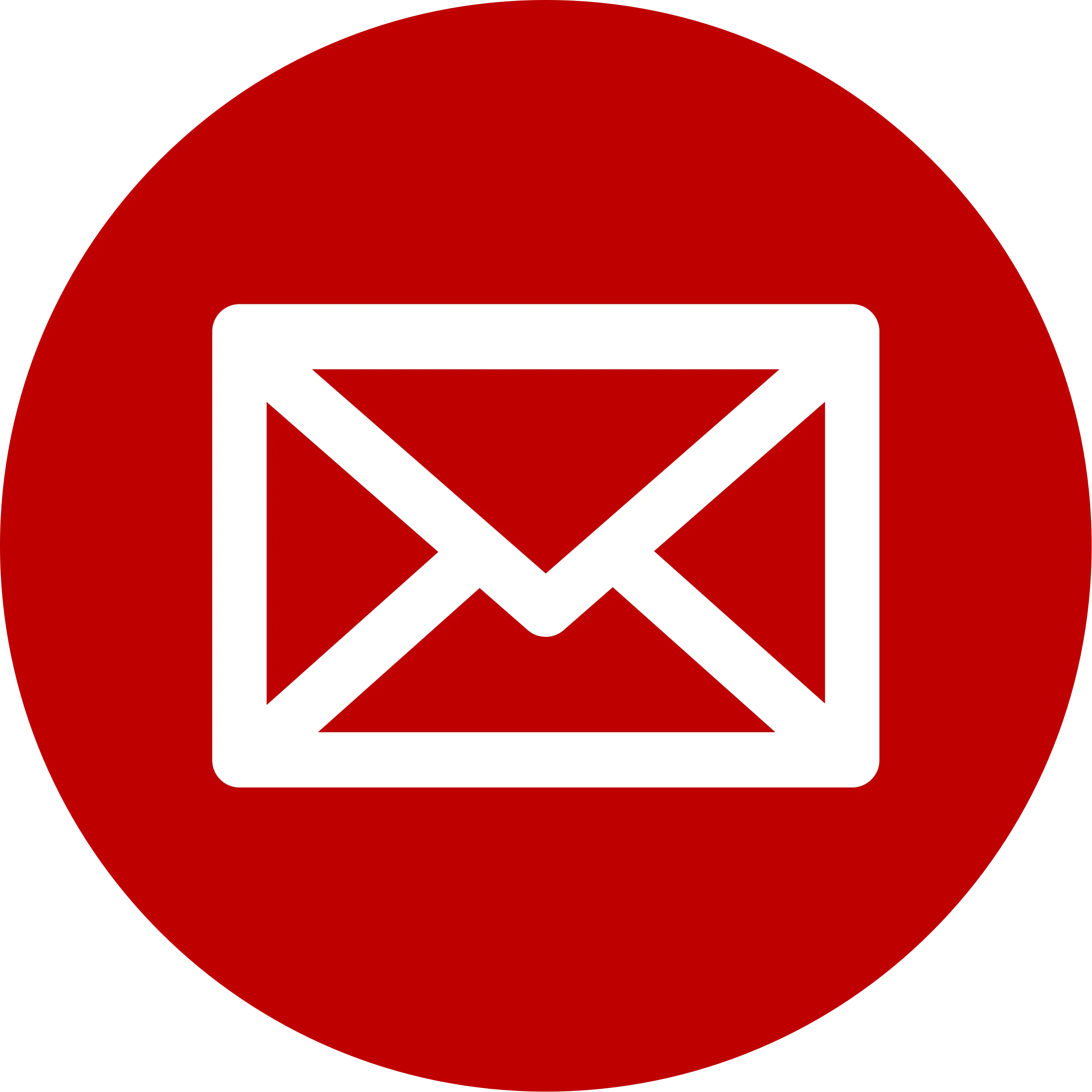 Sleek Red Circular Email Icon Clipart with Minimalist Envelope Design