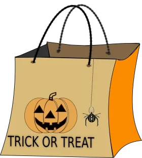 Spooky Halloween Trick or Treat Bag Clipart with Jack-o'-Lantern and Spider