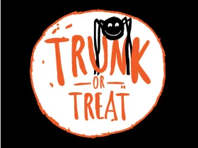 Spooky Halloween Trunk or Treat Festive Clipart Design with Playful Typography