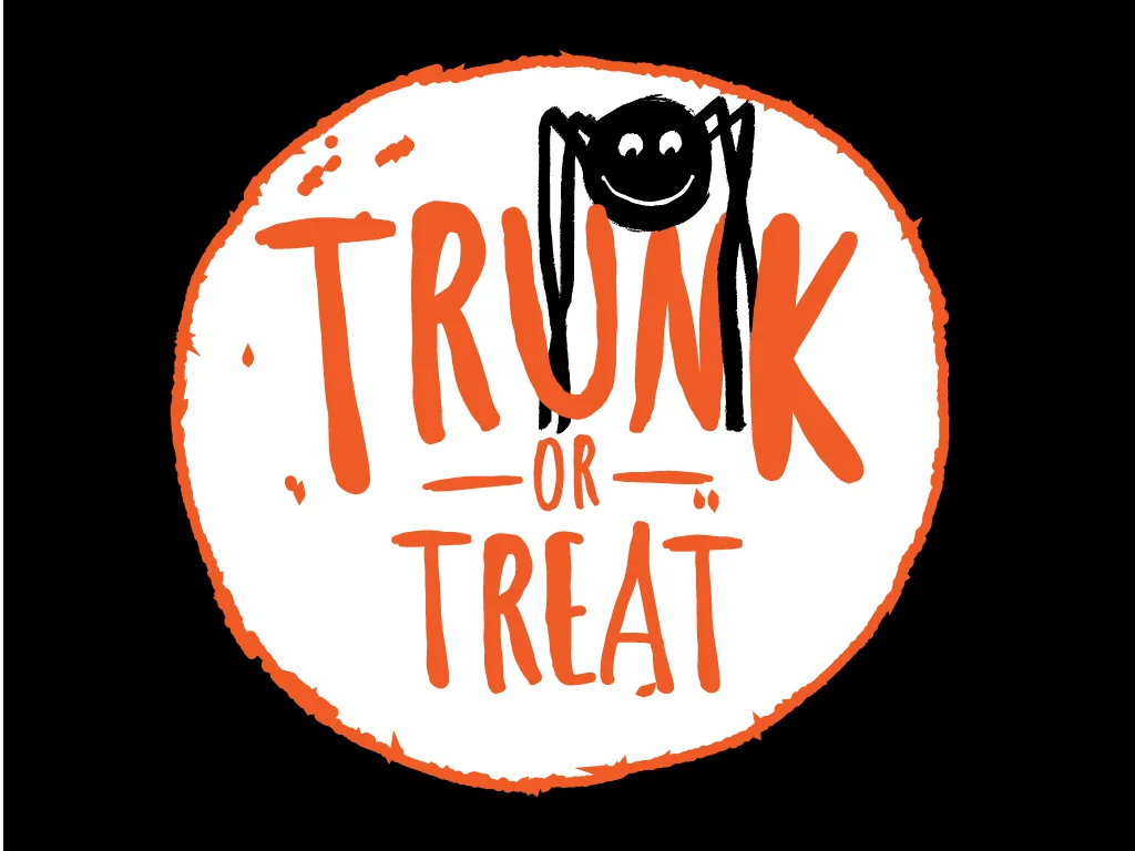 Spooky Halloween Trunk or Treat Festive Clipart Design with Playful Typography