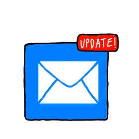 Stylish Blue Email Notification Clipart with Update Alert Badge