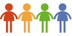 Unity in Diversity: Colorful Stick Figure Community Clipart Illustration