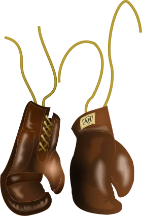 Vintage Brown Leather Boxing Gloves Clipart: Classic Sports Equipment Illustration