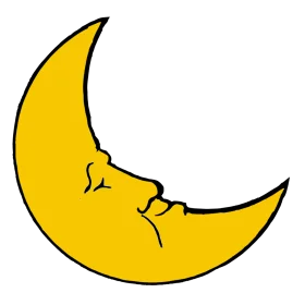Whimsical Crescent Moon Clipart with Sleeping Anthropomorphic Face
