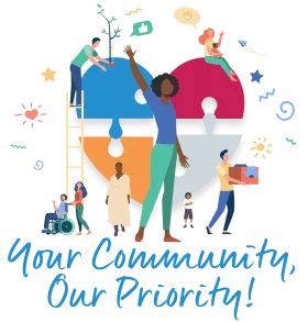 Your Community, Our Priority! - Inclusive Community Support Clipart Design