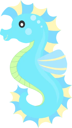 Adorable Blue and Yellow Seahorse Underwater Creature Clipart Design