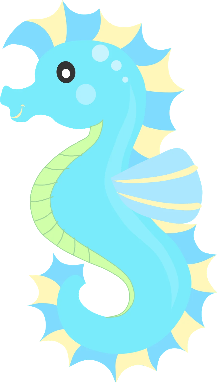 Adorable Blue and Yellow Seahorse Underwater Creature Clipart Design