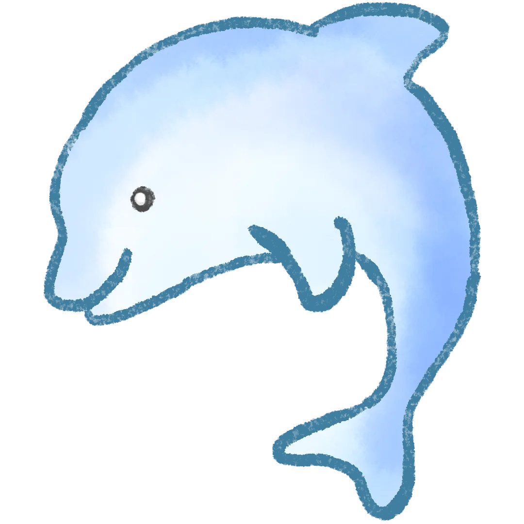 Adorable Blue Dolphin Ocean Creature Playful Clipart Illustration