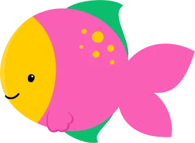 Adorable Cartoon Fish Clipart with Cheerful Pink and Yellow Design