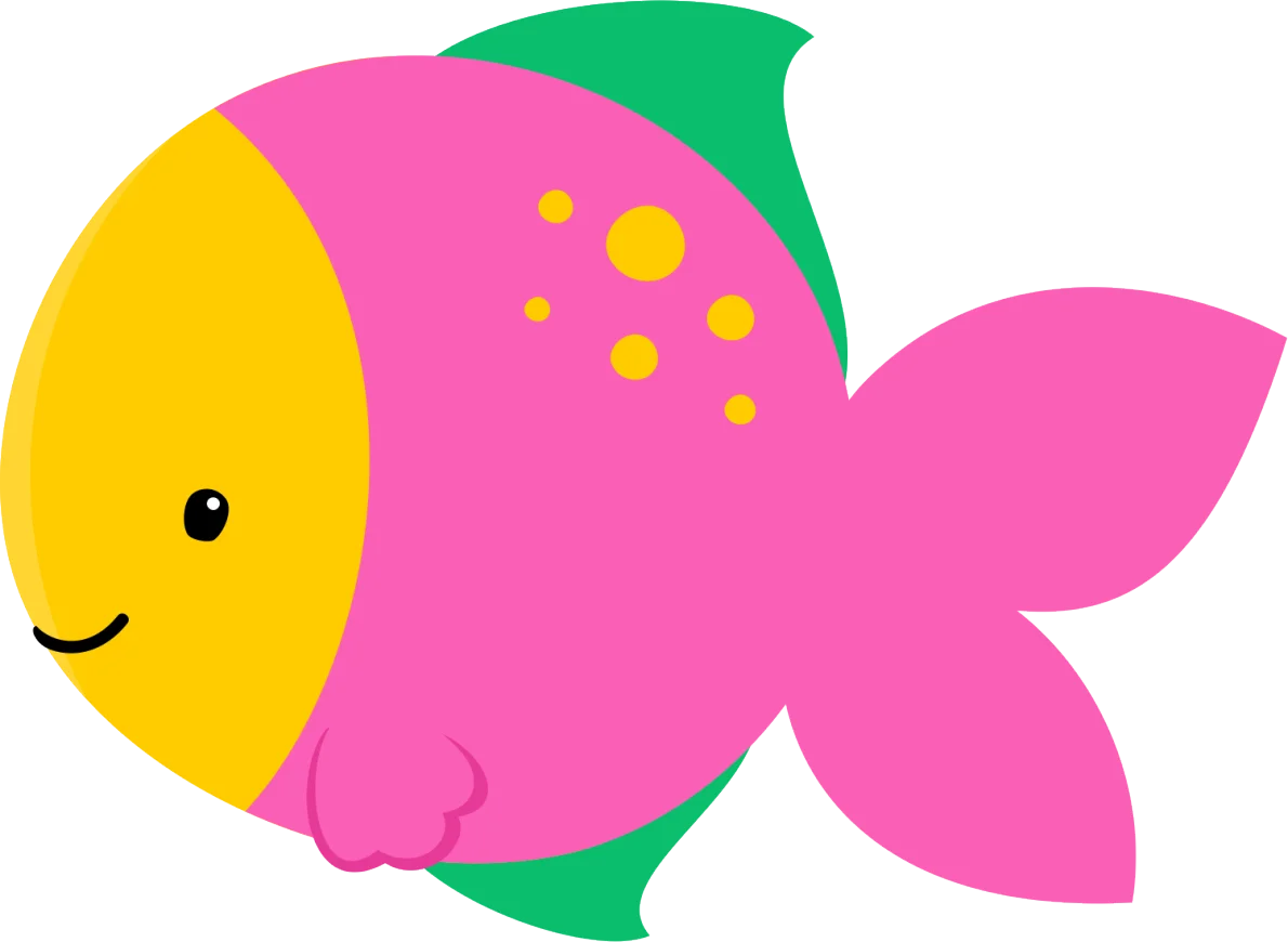 Adorable Cartoon Fish Clipart with Cheerful Pink and Yellow Design