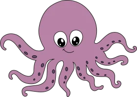 Adorable Purple Octopus Clipart with Charming Cartoon Style for Kids