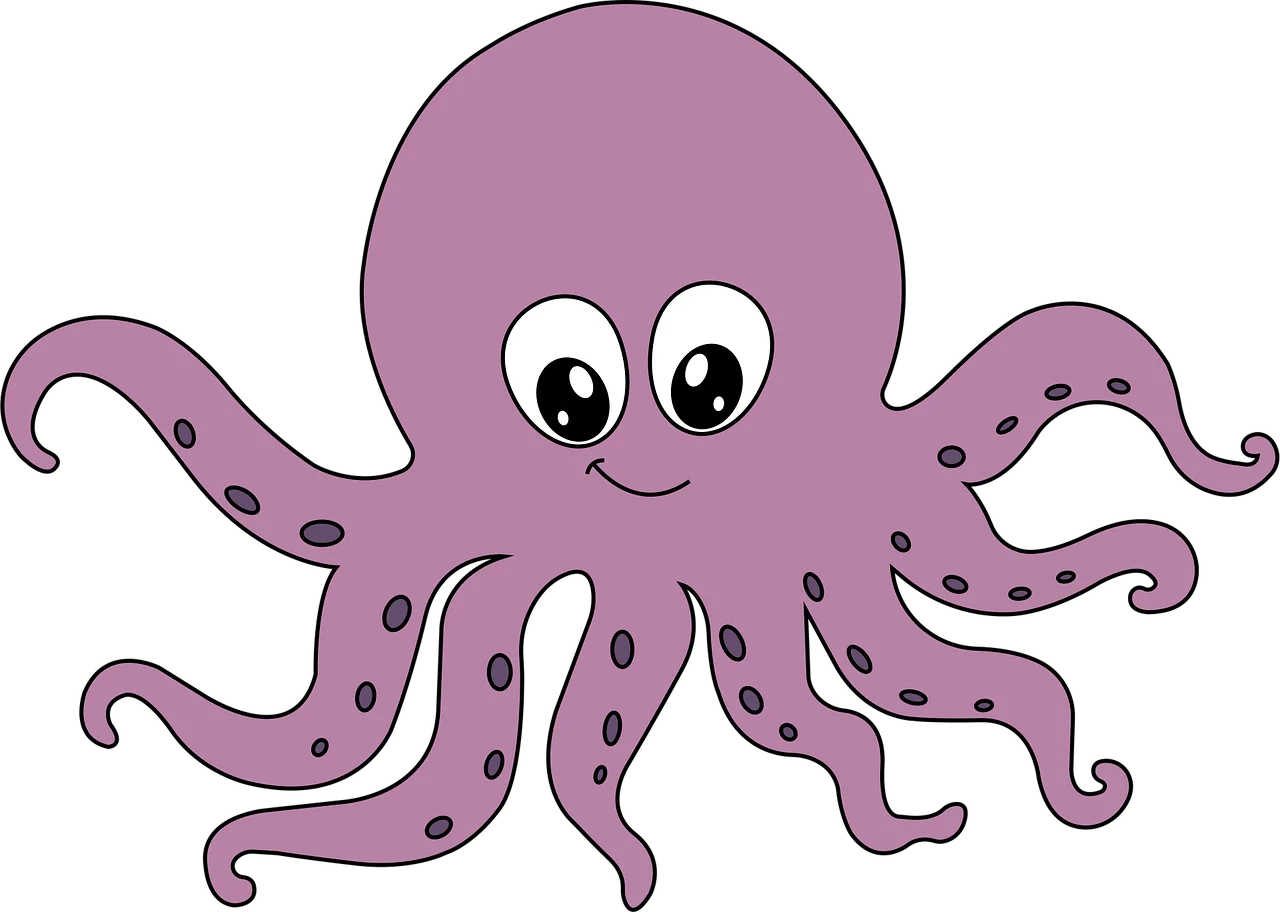Adorable Purple Octopus Clipart with Charming Cartoon Style for Kids
