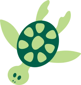 Adorable Sea Turtle Clipart with Soft Green and Dark Green Color Palette