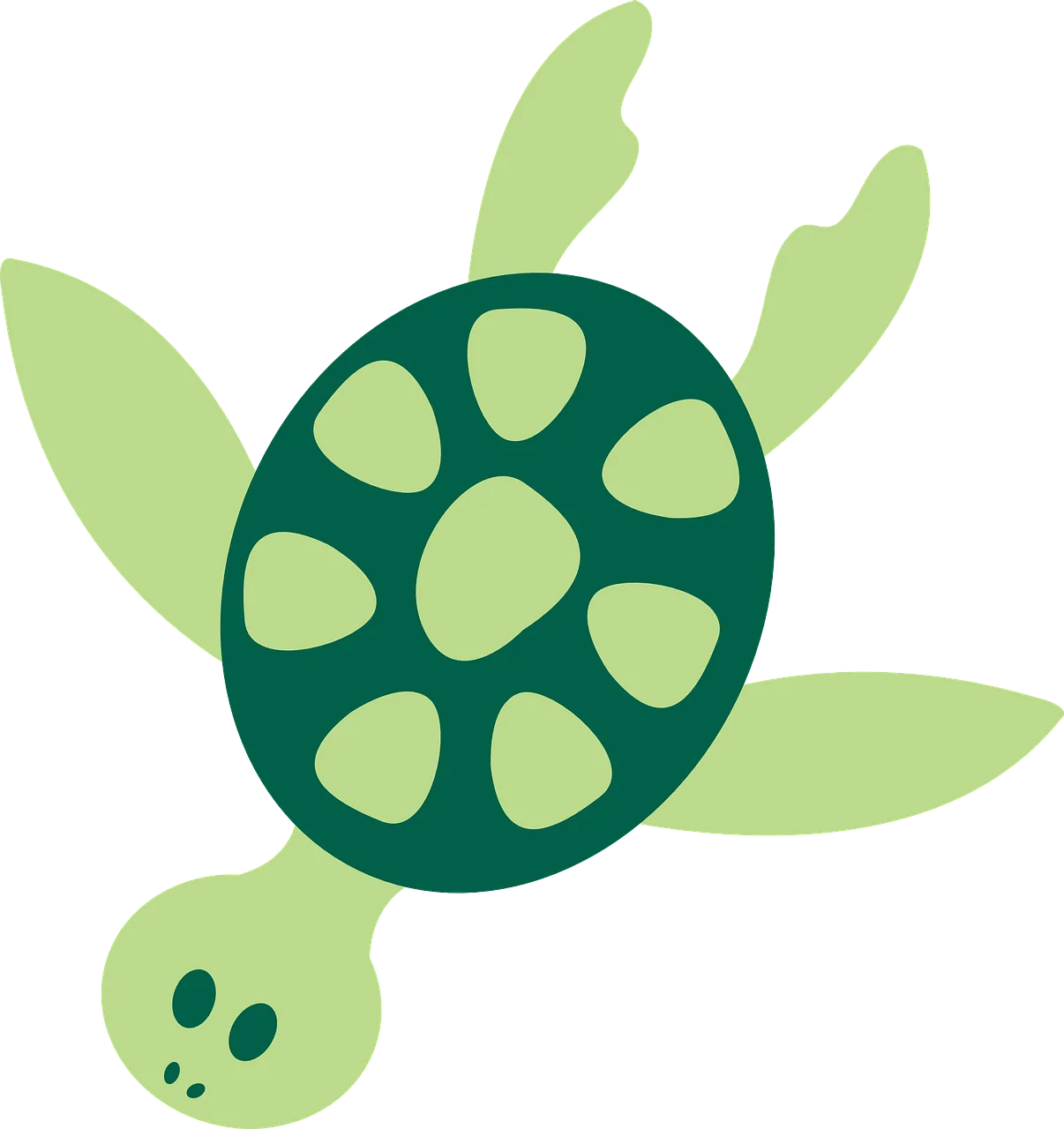 Adorable Sea Turtle Clipart with Soft Green and Dark Green Color Palette