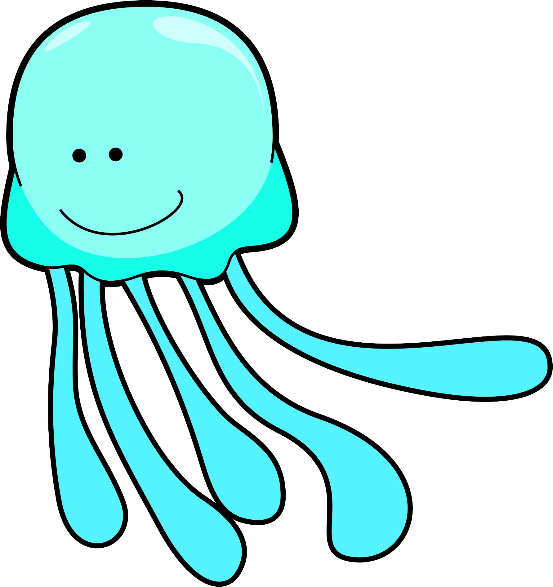 Adorable Turquoise Jellyfish Clipart: Cute Marine Creature Illustration