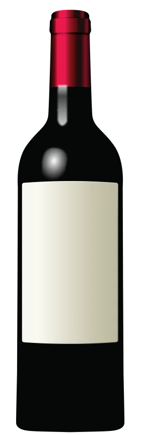Classic Wine Bottle Clipart with Elegant Red Foil and Blank Label Design
