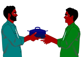 Community Gathering Potluck Exchange Clipart Illustration of Shared Culinary Moment