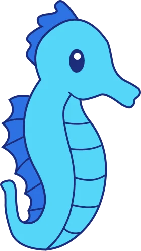 Cute Blue Seahorse Cartoon Style Marine Life Adorable Clipart Design