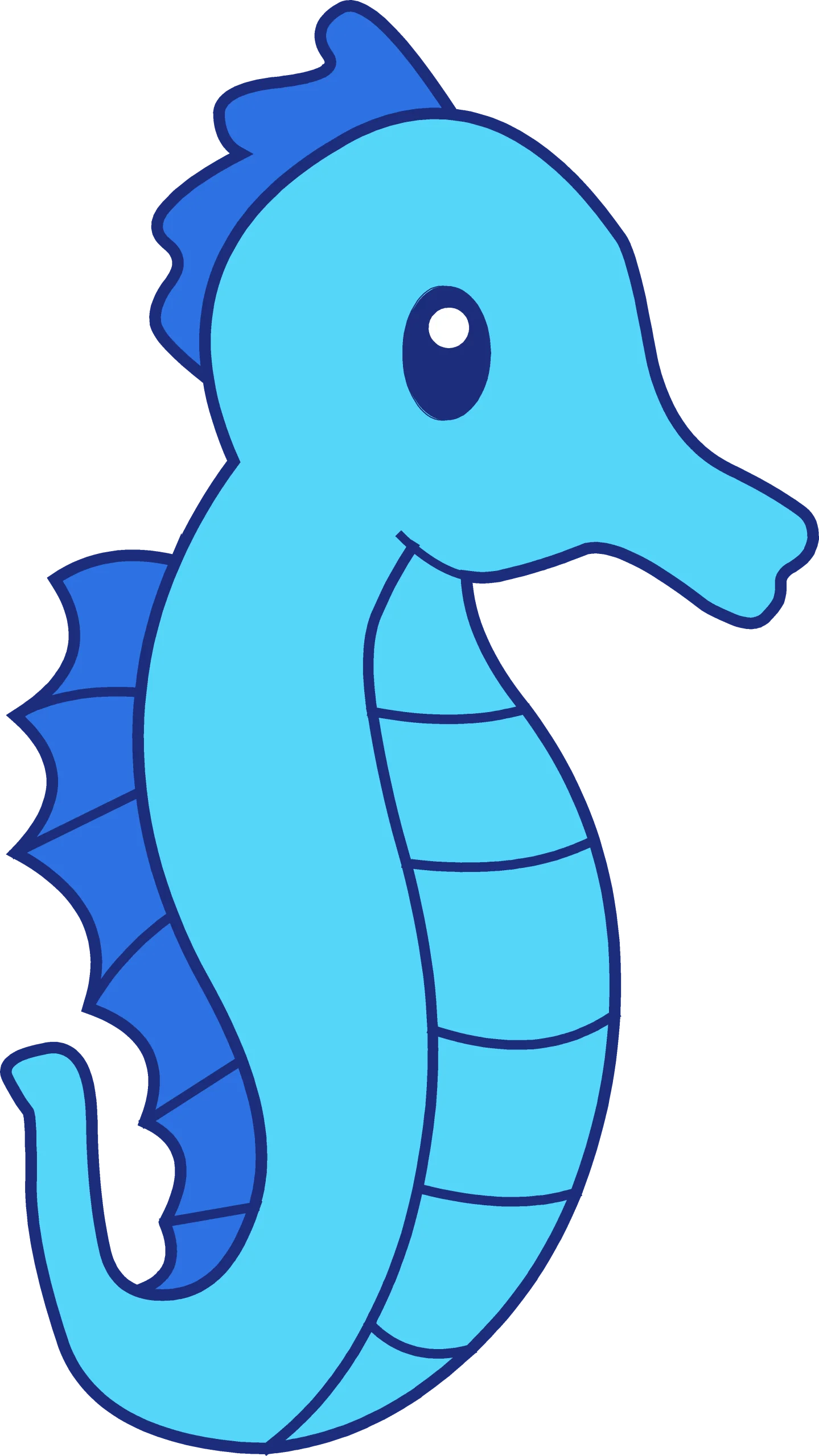 Cute Blue Seahorse Cartoon Style Marine Life Adorable Clipart Design