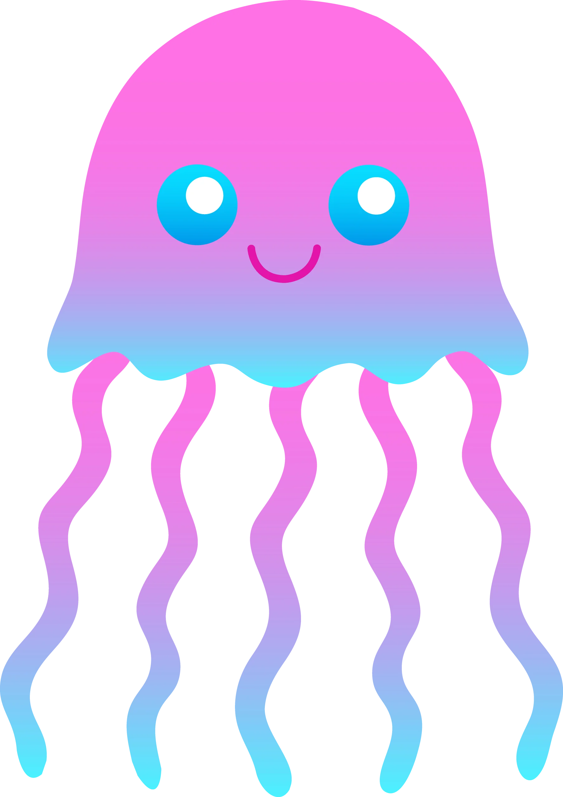 Cute Pastel Jellyfish Clipart: Adorable Marine Creature Illustration with Playful Design