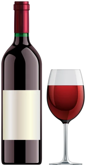 Elegant Red Wine Bottle and Glass Clipart Illustration for Beverage Design