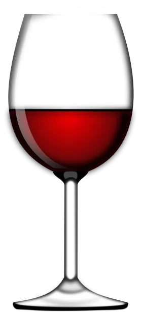 Elegant Red Wine Glass Clipart: Classic Stemware with Rich Crimson Liquid