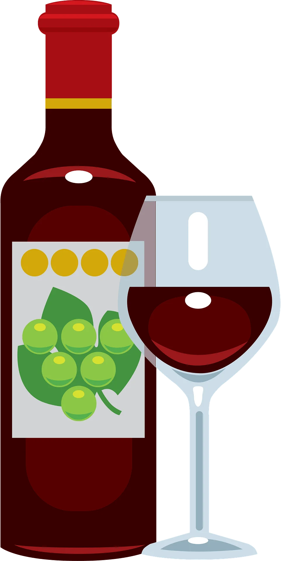 Elegant Wine Bottle and Crystal Glass Clipart Illustration with Grape Motif