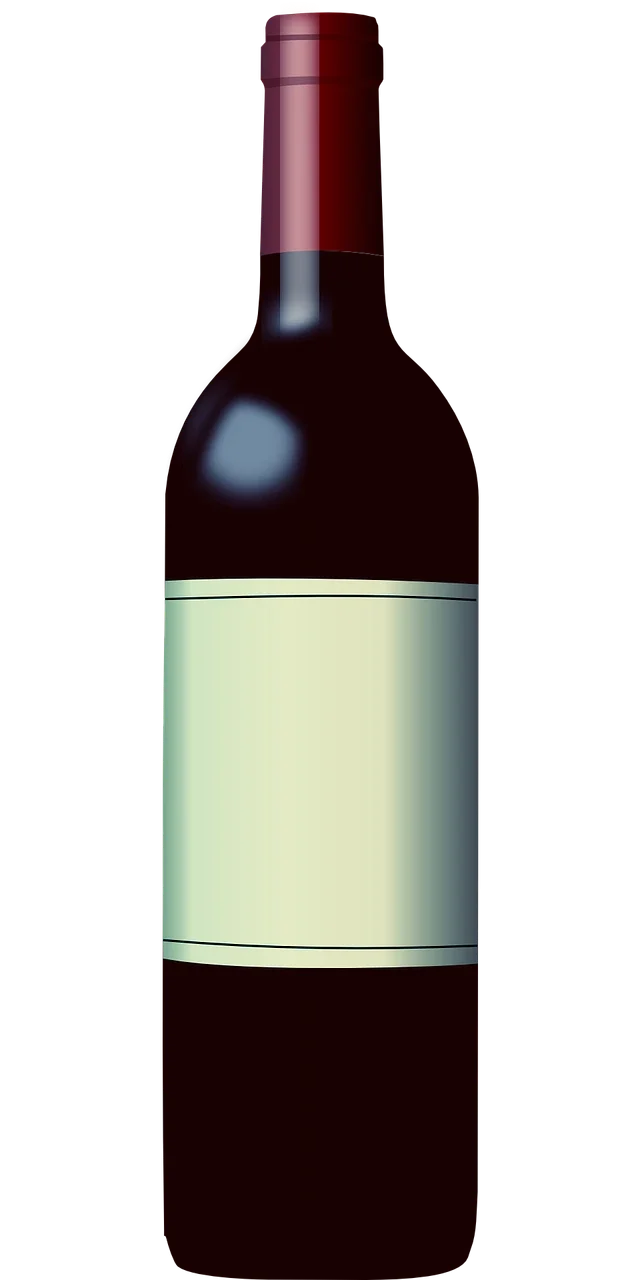 Elegant Wine Bottle Clipart Illustration with Minimalist Pale Green Label Design