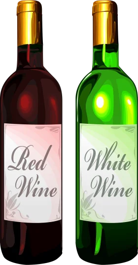 Elegant Wine Bottles Clipart: Classic Red and White Wine Bottle Illustration