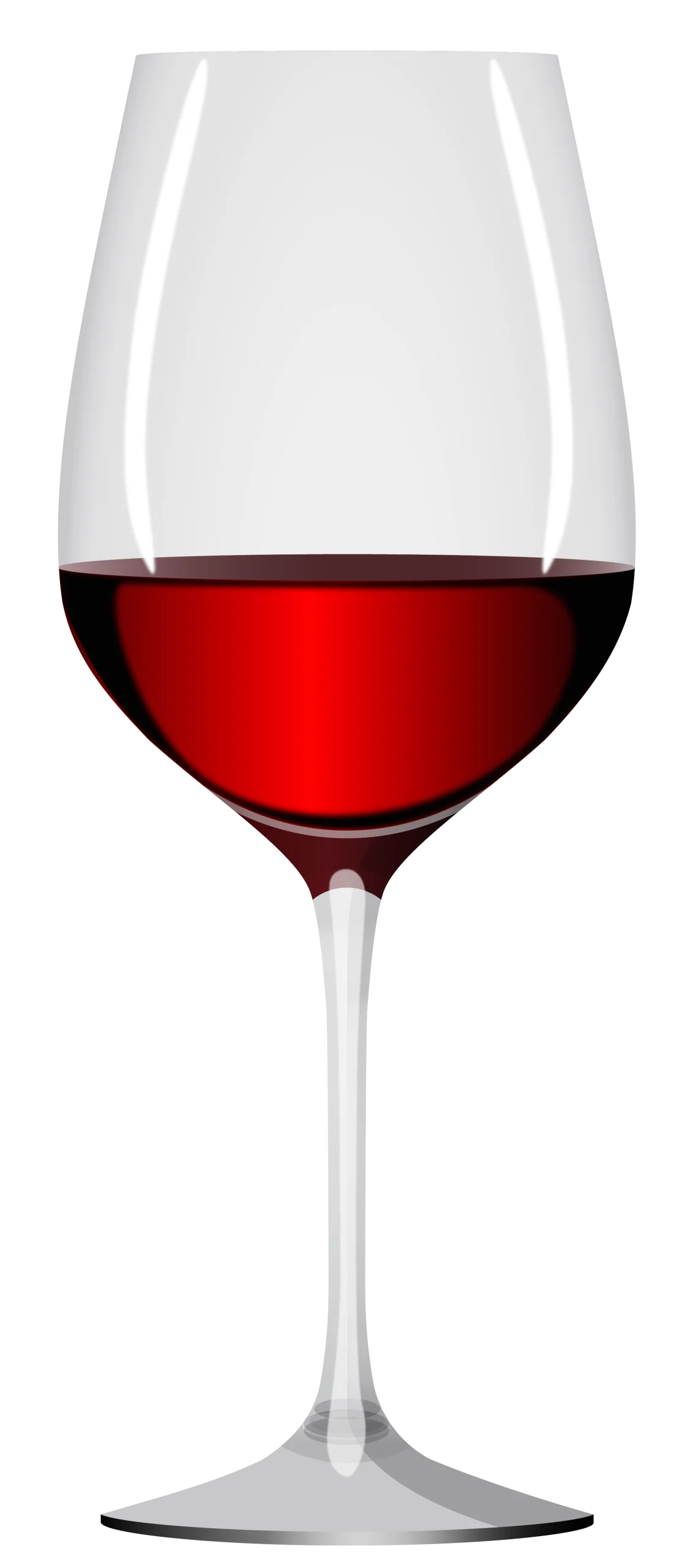Elegant Wine Glass Clipart with Rich Red Wine Highlighting Crystal Clarity