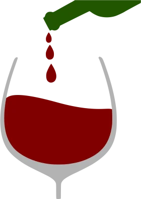 Elegant Wine Pouring Clipart: Crimson Drops Cascading into Crystal Stemware