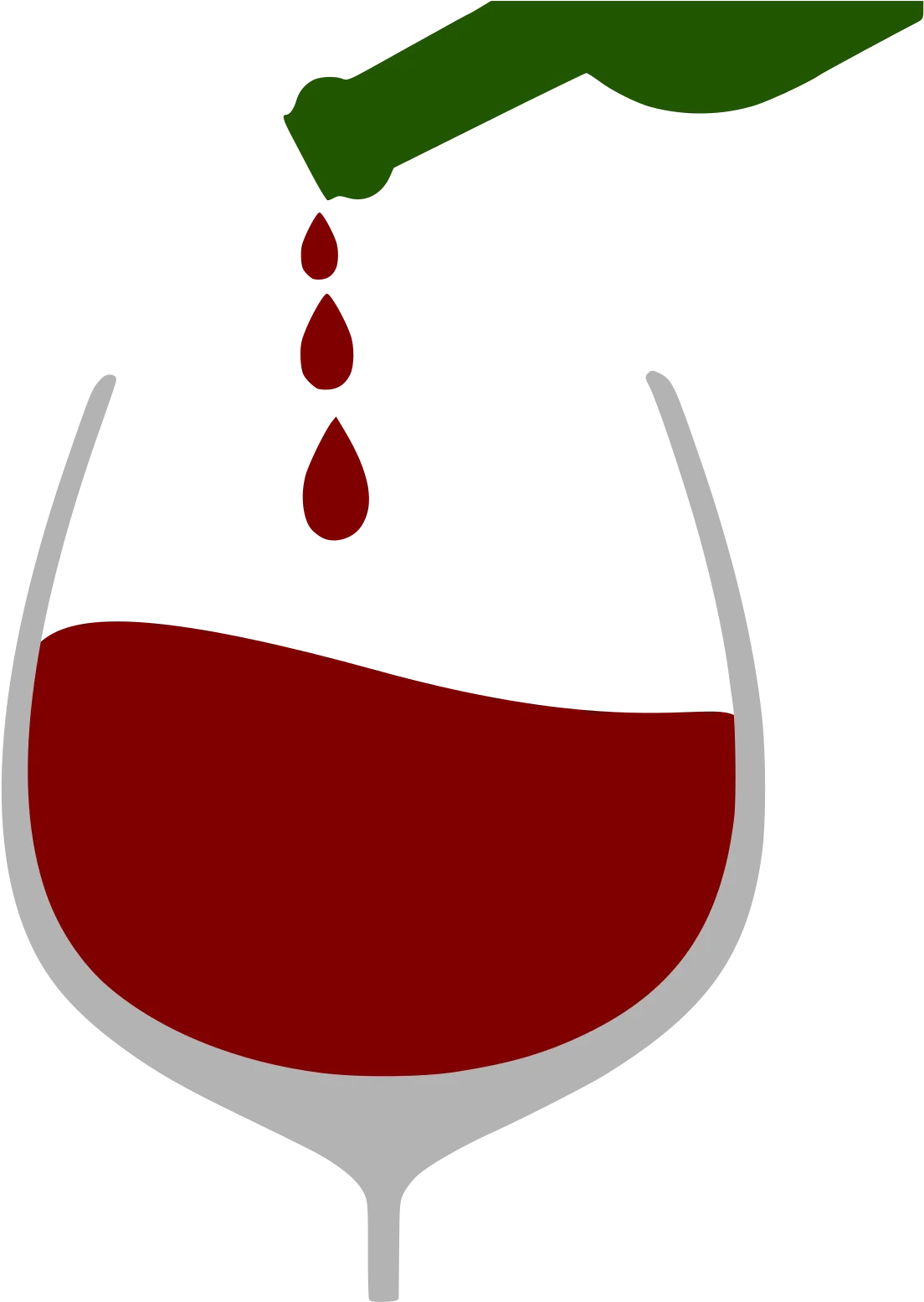 Elegant Wine Pouring Clipart: Crimson Drops Cascading into Crystal Stemware
