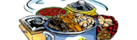 Festive Community Gathering Potluck Clipart Illustration of Shared Culinary Delights