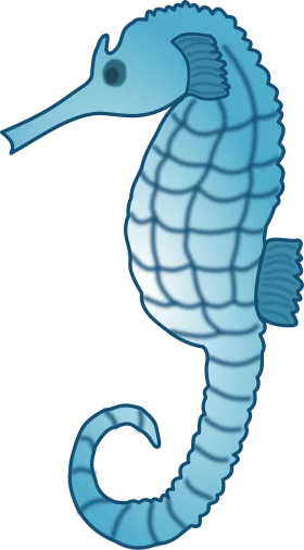 Serene Blue Seahorse Clipart: Oceanic Marine Life Illustration Design