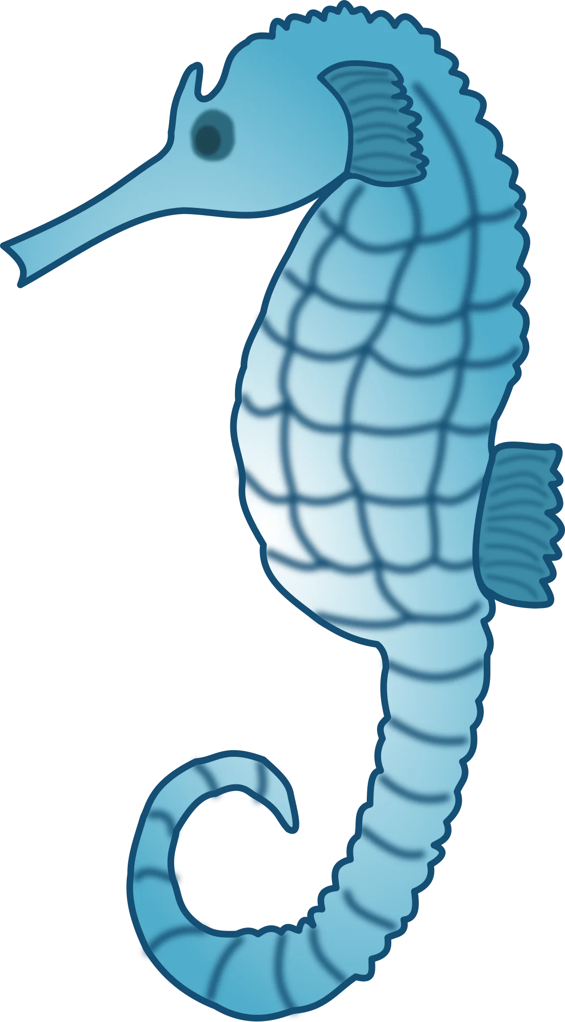 Serene Blue Seahorse Clipart: Oceanic Marine Life Illustration Design