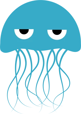 Sleepy Blue Jellyfish Cartoon Clipart with Droopy Eyes and Dangling Tentacles
