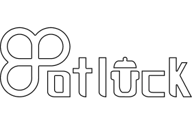 Stylish Black and White Potluck Logotype Clipart with Unique Typography