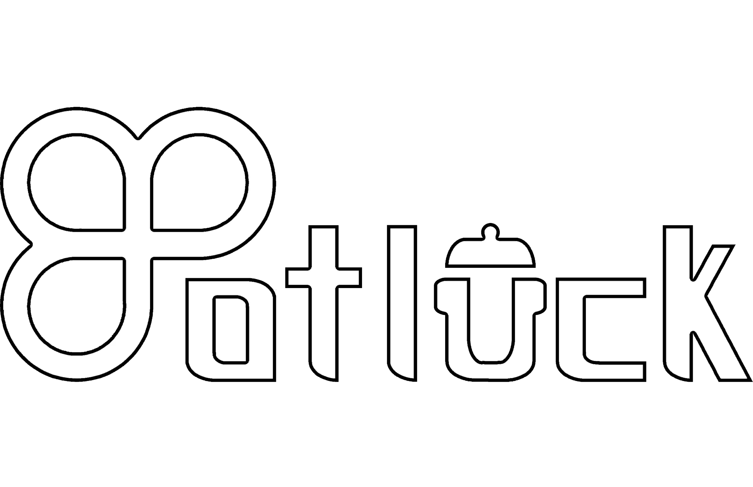 Stylish Black and White Potluck Logotype Clipart with Unique Typography