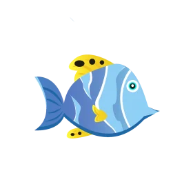 Whimsical Blue Tropical Fish Clipart Illustration with Playful Design
