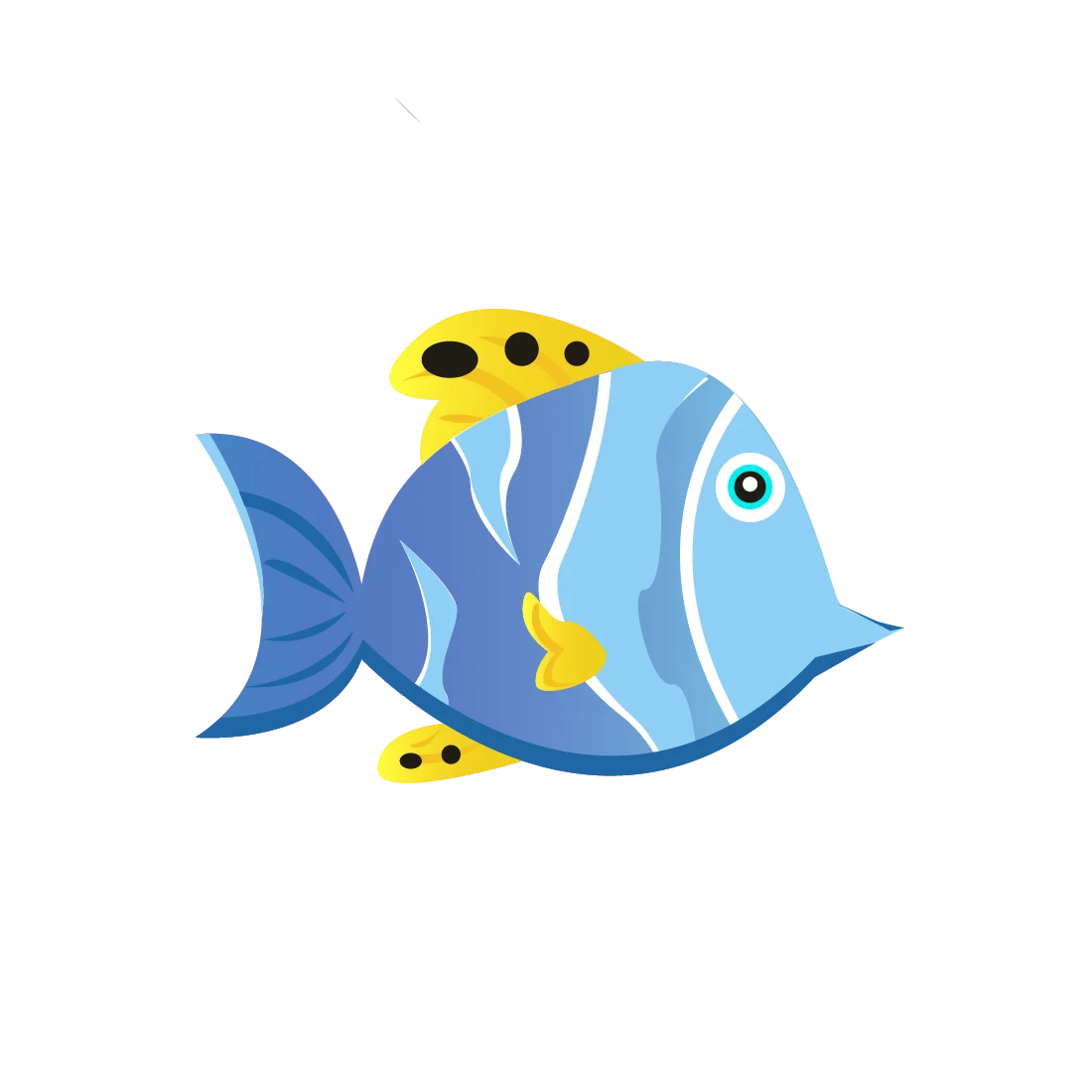 Whimsical Blue Tropical Fish Clipart Illustration with Playful Design