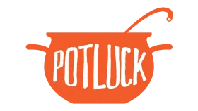 Whimsical Orange Potluck Soup Pot Clipart Design with Hand-Lettered Typography