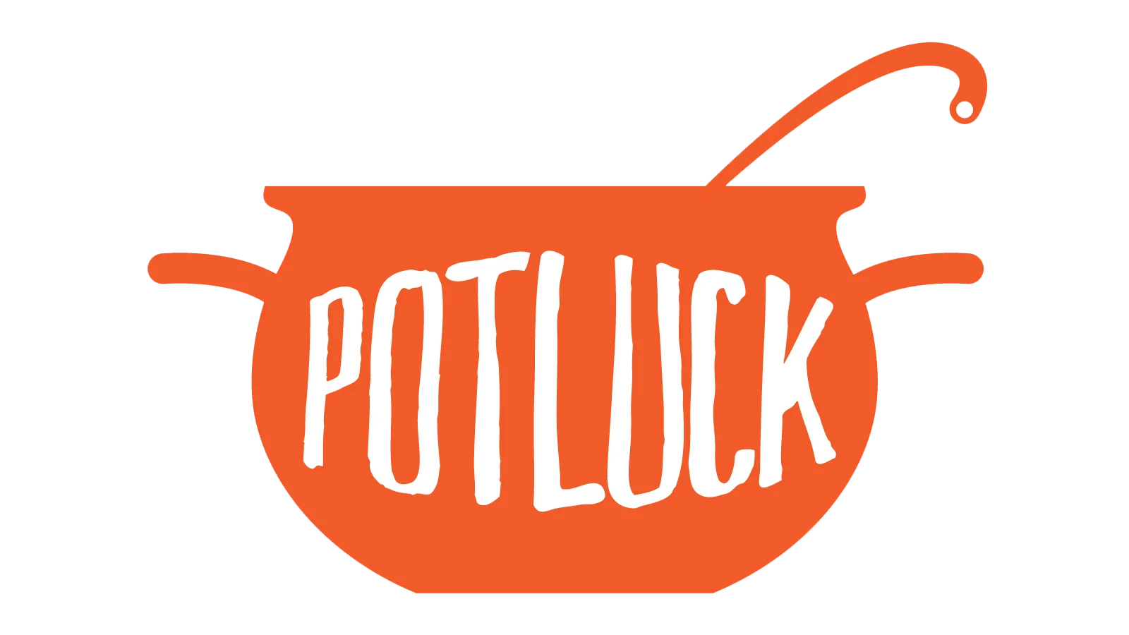 Whimsical Orange Potluck Soup Pot Clipart Design with Hand-Lettered Typography