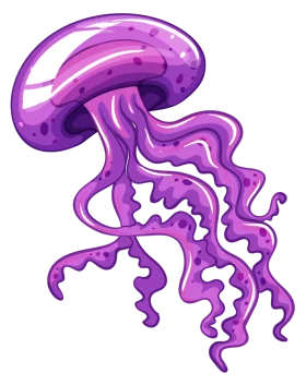 Whimsical Purple Jellyfish Clipart: Ethereal Marine Life Illustration