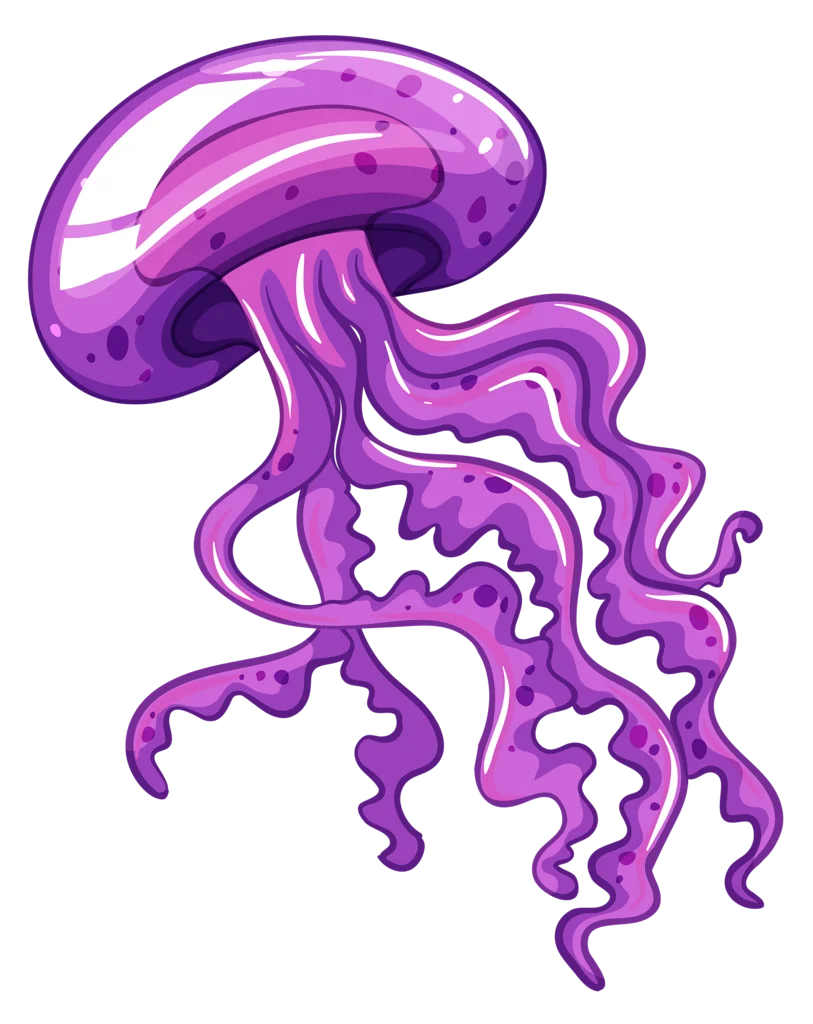 Whimsical Purple Jellyfish Clipart: Ethereal Marine Life Illustration