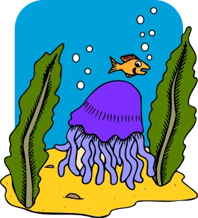 Whimsical Underwater Scene with Playful Jellyfish and Fish Clipart Adventure