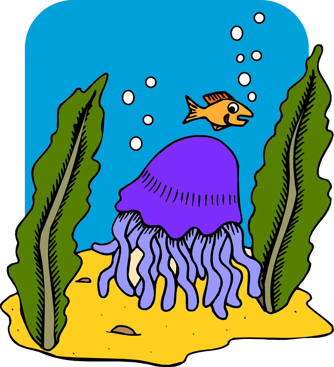 Whimsical Underwater Scene with Playful Jellyfish and Fish Clipart Adventure